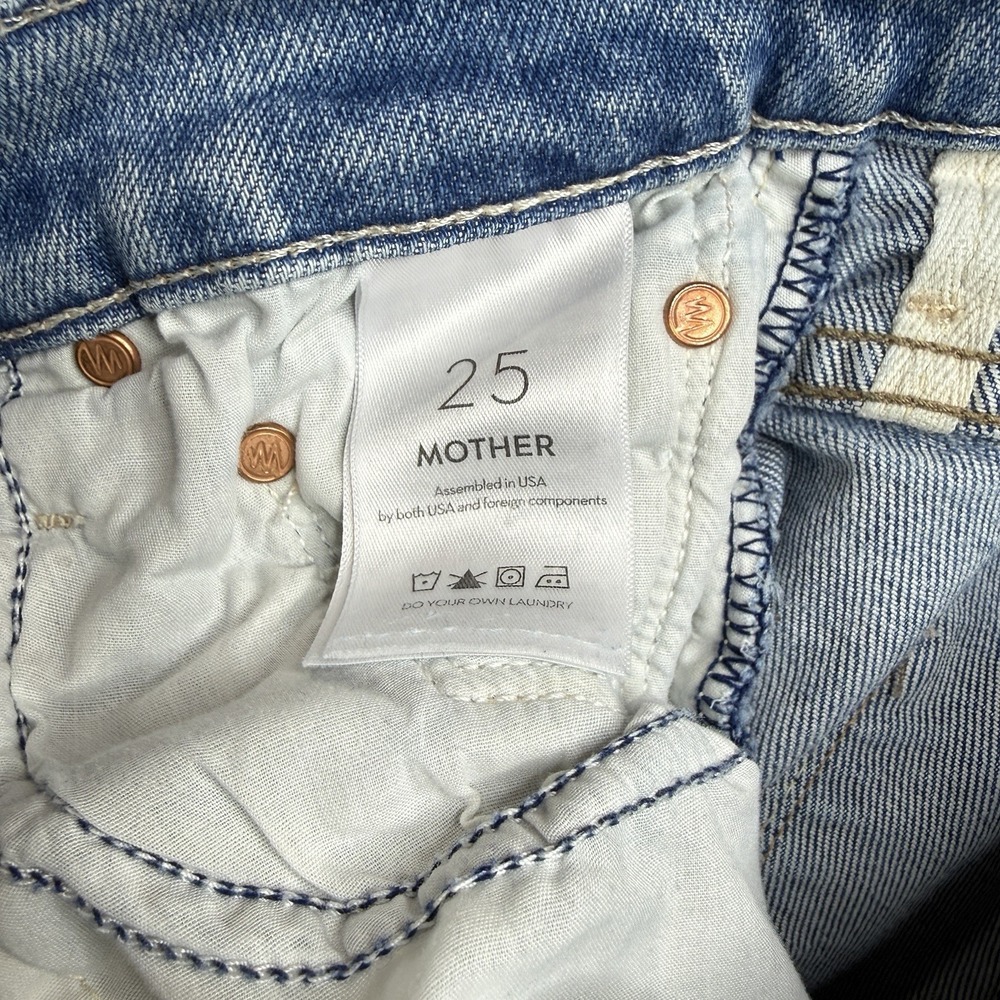 Mother The Insider Ankle Jeans Women Size 25 Distressed Crop Blue USA Flaw - Picture 5 of 13